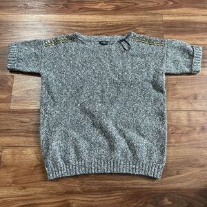Jessica Simpson Sweater Gray Pullover Knit Pullover Short Sleeve Shirt Women's M